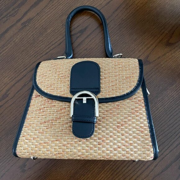 Neiman Marcus Gold Straw Retro Woven Handbag - Picture 1 of 5